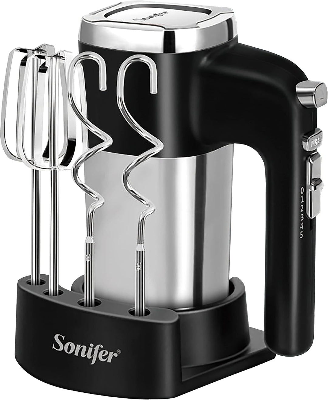 Sonifer Handmixer Edelstahl 500W Elektrischer Mixer Handrührer, 5 Stufen plus Turbostufe, Auswurftas