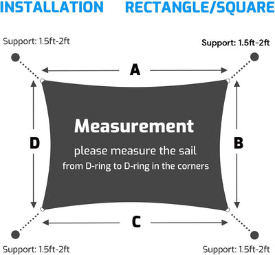 swift Sonnensegel Wasserdicht Rechteckig 4x6 Meter UV Schutz Polyester Wasserabweisend Rechteck 4x6m