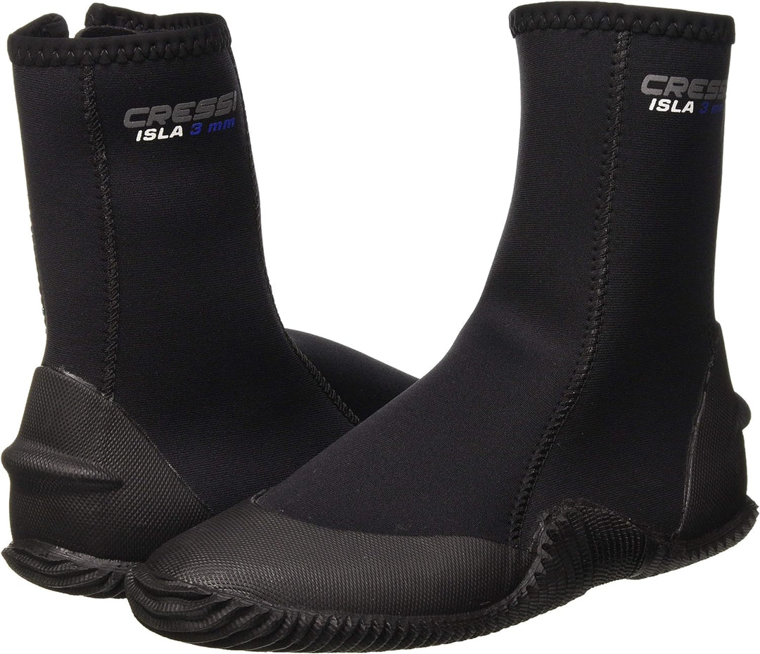 Cressi Men's Isla Boots Tauchschuhe aus Neopren mit Gummisohle Small 5mm Shwarz Logo Blau, Small 5mm