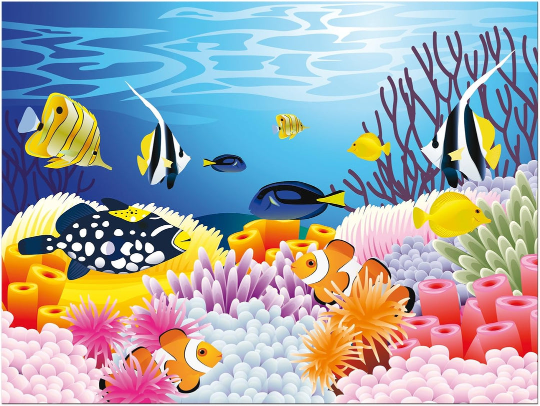 Bilderdepot24 Bild auf Leinwand | Kinderbild - Leben im Meer - Cartoon in 70x50 cm als Wandbild | Wa