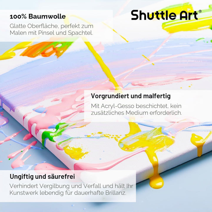 Shuttle Art 15 Leinwand auf Keilrahmen, 10 x 10, 13 x 18, 20 x 25, 23 x 30, 28 x 36 cm weisse Leinwä