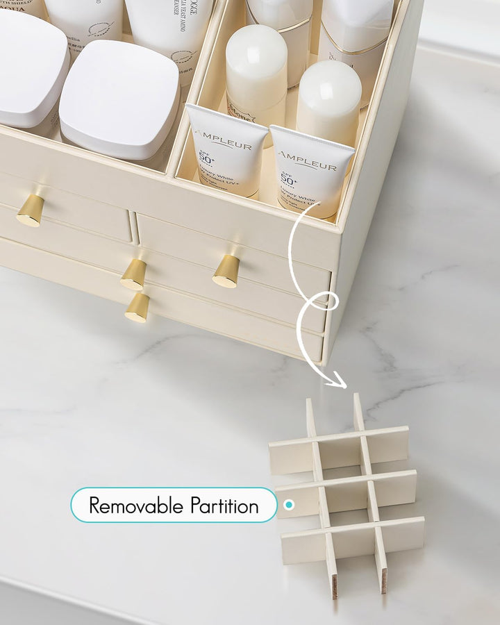 Vlando Make up Organizer mit 4 Schubladen, Schminktisch Organizer, Kosmetik Organizer, Schmink Organ