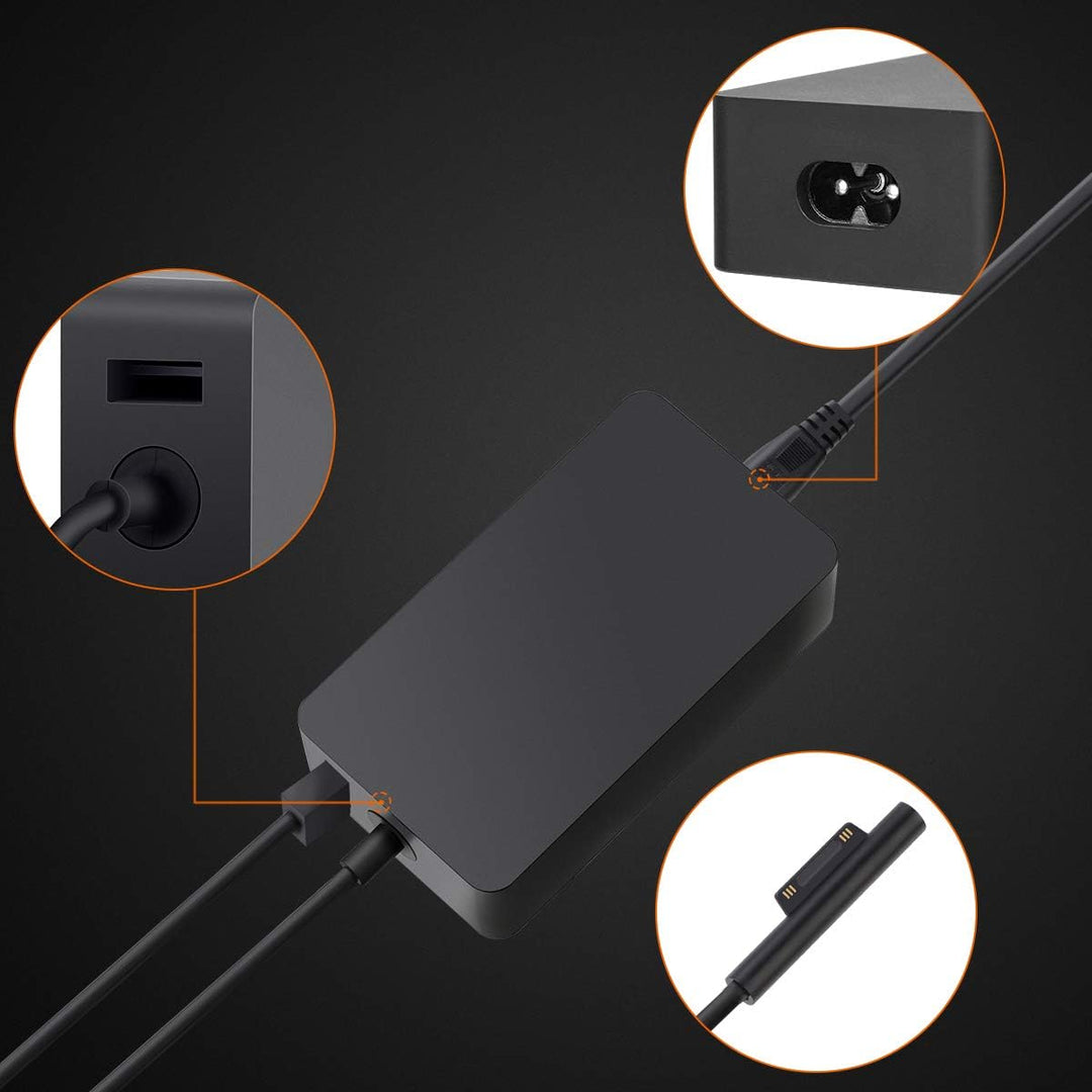 SUPERNIGHT Ladegerät für Surface Pro 65W 15V 4A Netzteil-Adapter Surface Ladakebel für Surface Book