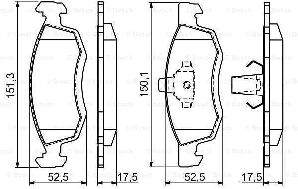 Bosch BP1107 Bremsbeläge - Vorderachse - ECE-R90 Zertifizierung - vier Bremsbeläge pro Set