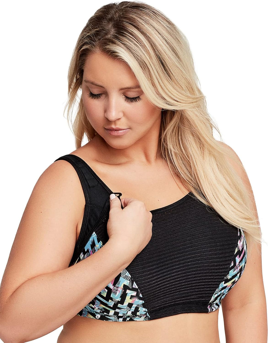 Glamorise Damen Verstellbarer Wonderwire-Hochleistungs-Sport-BH, Grau, 100B 75C Schwarz/Bunt, 75C Sc