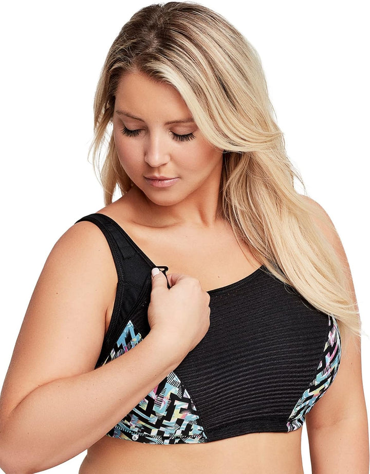 Glamorise Damen Verstellbarer Wonderwire-Hochleistungs-Sport-BH, Grau, 100B 75C Schwarz/Bunt, 75C Sc