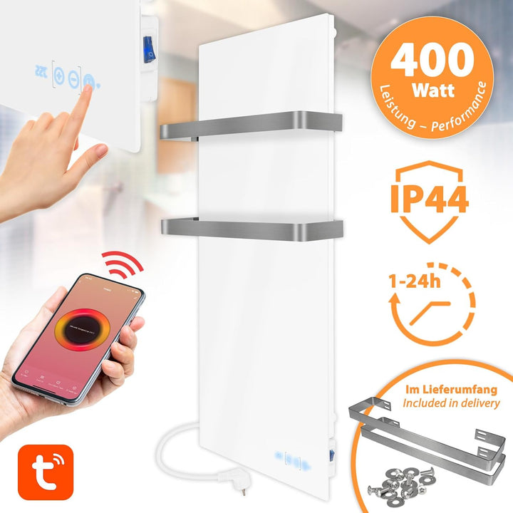 Infrarot Handtuchtrockner 48x100cm weiss Bad-Heizkörper mit Handtuchhalter aus Edelstahl, Infrarot-H