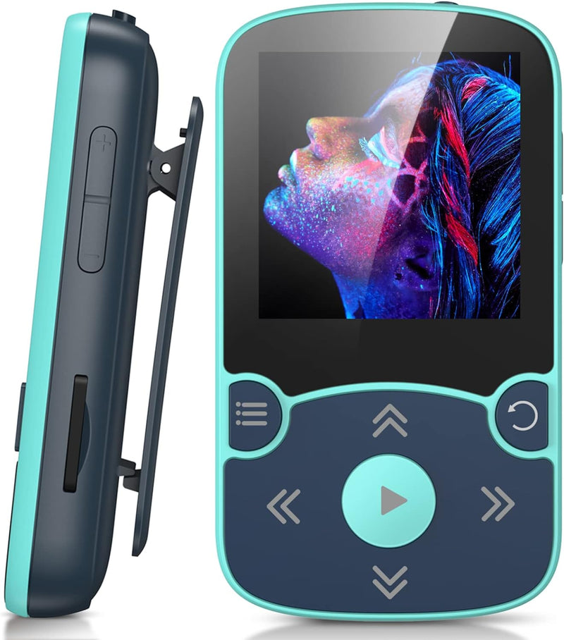 AGPTEK MP3 Player Bluetooth 5.3 Sport 64GB mit 1,5 Zoll TFT Farbbildschirm, Mini Musik Player mit Cl