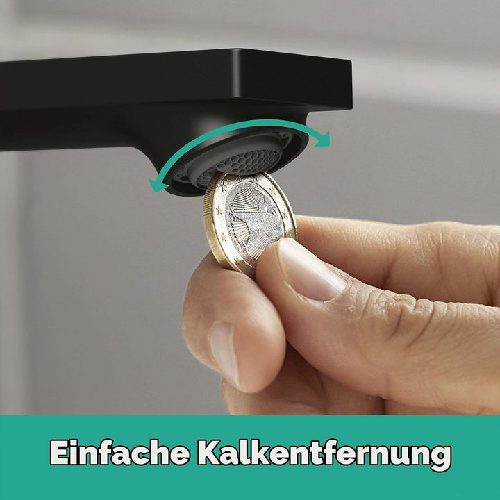 hansgrohe Waschtischarmatur Rebris E, Wasserhahn Bad mit Auslauf Höhe 110 mm, Badarmatur wasserspare
