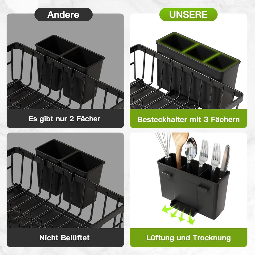 MAJALiS Abtropfgestell Geschirr mit Abtropfschale, Edelstahl Geschirrabtropfgestell, Abtropfgestell