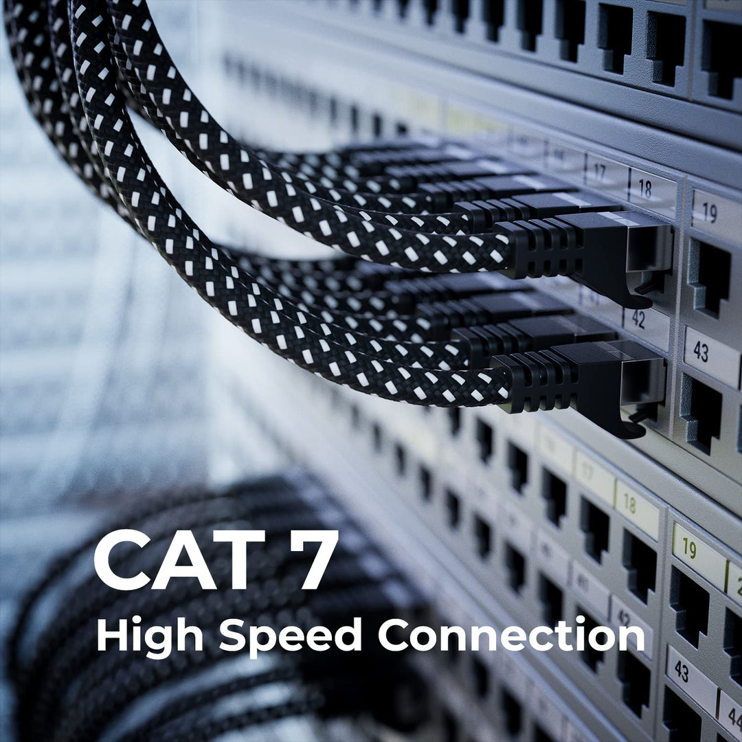 deleyCON 20m CAT7 LAN Kabel - Netzwerkkabel mit Kupfer & Nylonmantel - AWG27 600 MHz 10 Gbit/s S-FTP