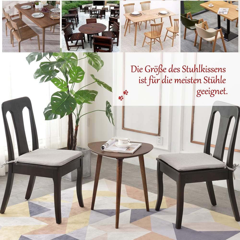 BALCONY &amp; FALCON Trapezförmige Sitzkissen mit Bindebänder in Beige 2er Set: 38– 42 cm grosse Sitzpol