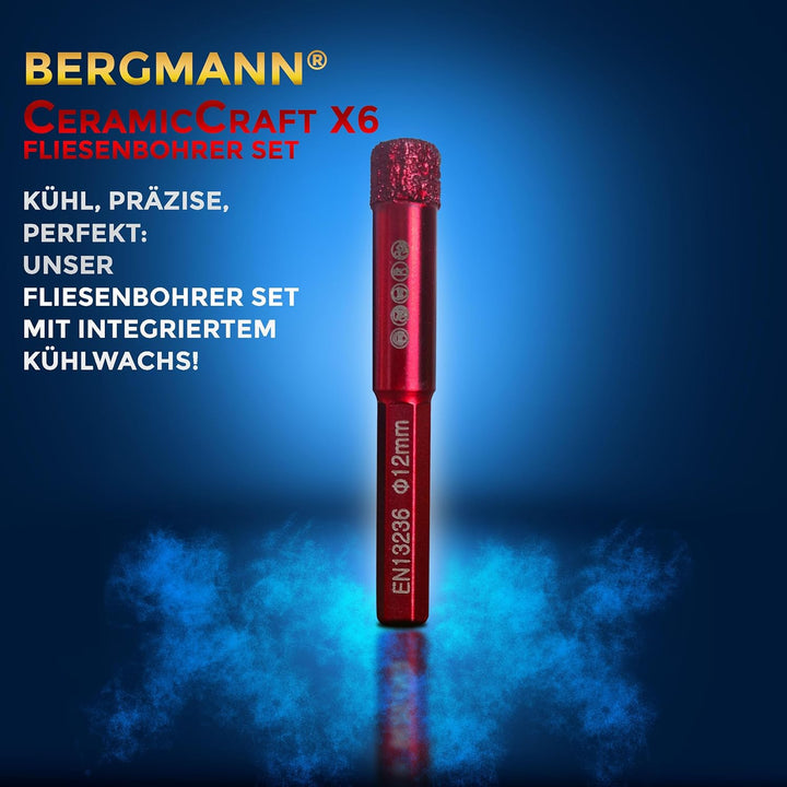 BERGMANN ® ∅ 5mm x HEX Profi Fliesenbohrer 6-kant Sechskant | Diamantbohrer Granitbohrer Akkuschraub