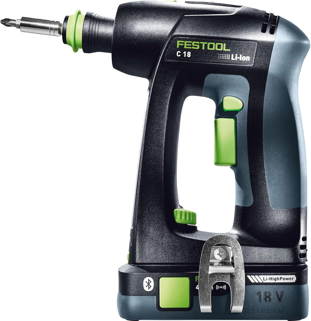 Festool Akku-Bohrschrauber C 18 HPC 4,0 I-Set (mit Akkupacks, Schnellladegerät, Werkzeugfutter, Schn