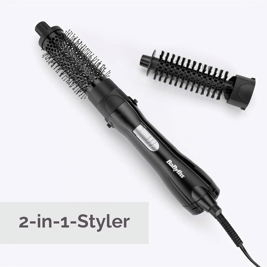 BaByliss Shape und Smooth Wamluftbürste für Kürzere Haare AS82E, 2 Bürstenaufsätze 30mm und 20mm, Kü