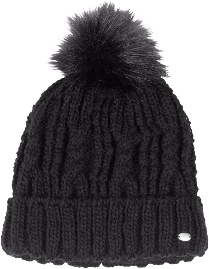 PIKEUR Damen Mütze mit Fell-Imitat-Bommel Herbst/Winter 2021 55 Middle Grey, 55 Middle Grey