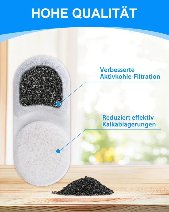 24 Stück Katzenbrunnen Filter für Apauk 3.2L Trinkbrunnen Katze Kabellos, Aktivkohlefilter &amp; Schaumf