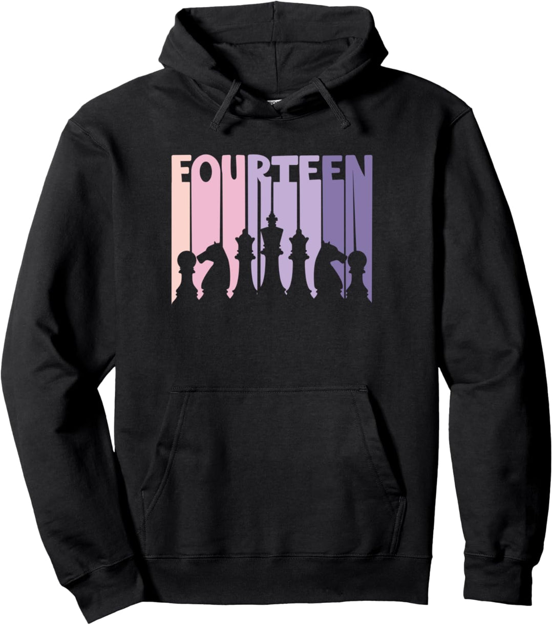14. Geburtstag Geschenk Schach Fan Spielerin Retro Mädchen Pullover Hoodie