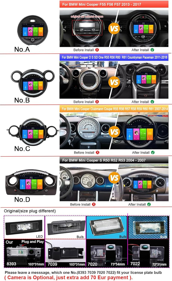 9 Zoll HD Auto Radio Autospieler GPS Navigation Carplay/Android Autoradio, Ersatz für BMW Mini Coope