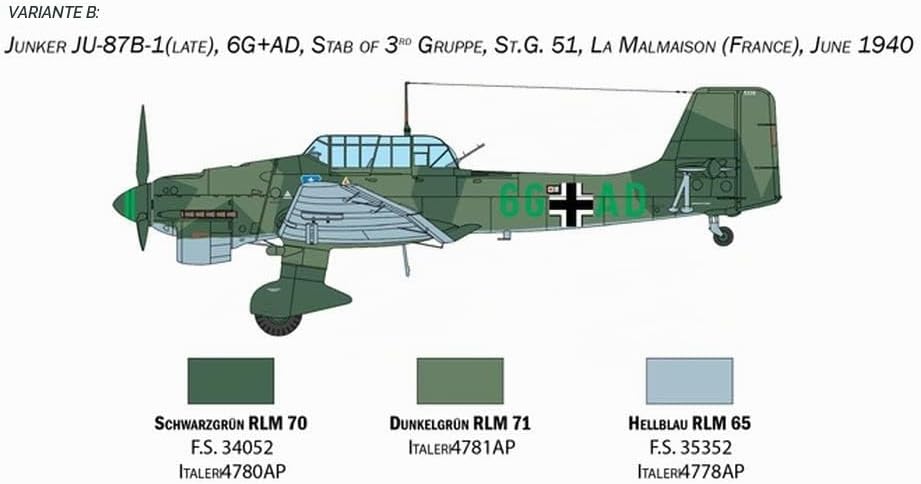 Italeri 2807S 1:48 Junkers JU-87B Stuka Bat.o.Brit, Modellbau, Bausatz, Standmodellbau, Basteln, Hob