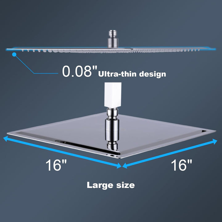 Hiendure® 40cm 304 Rostfreier Stahl Platz Ultra dünn Niederschlagsmenge Duschkopf 16 Zoll Quadratisc