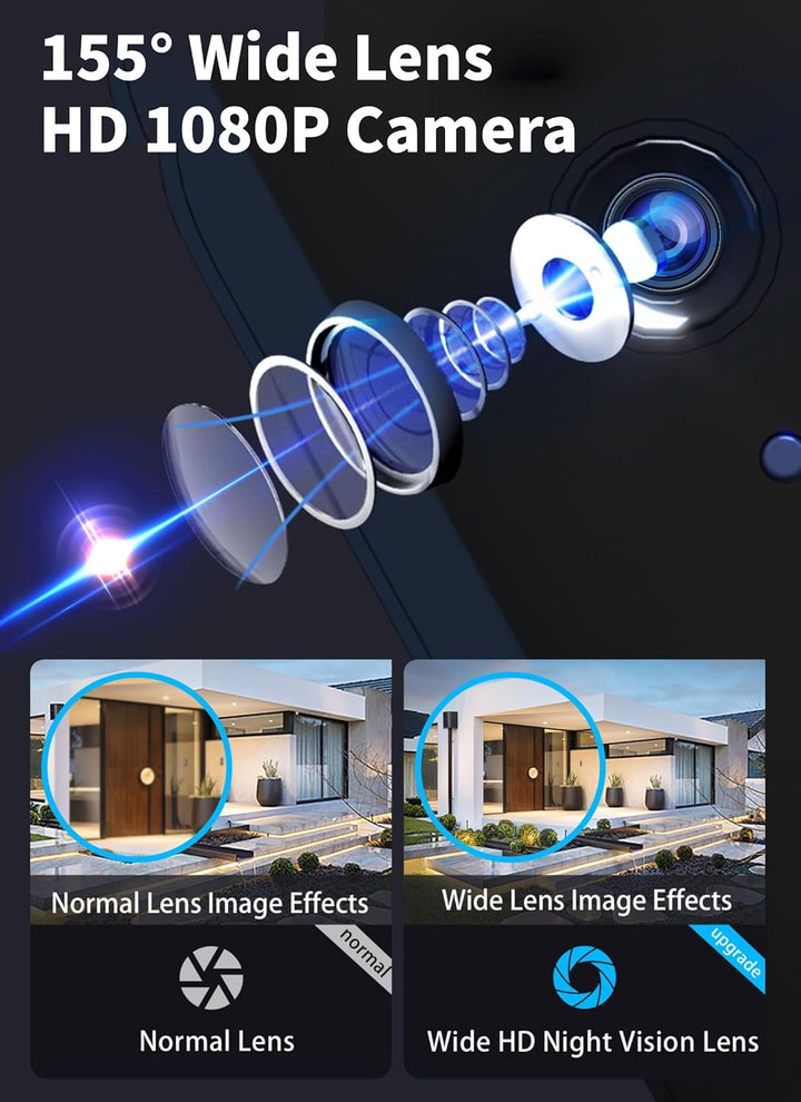 Diyeeni 1080P Kabellose Türklingelkamera, Full HD IR-Nachtsicht, PIR-Bewegungserkennung, 5G-WLAN-Ver