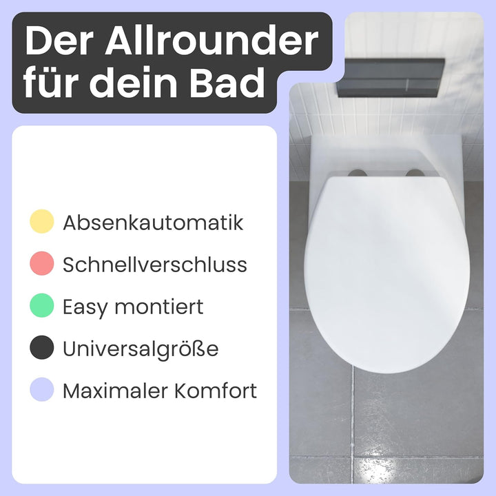 instmaier Helma | Toilettendeckel mit Absenkautomatik | Weiss | Ovale Form | Toilettensitz aus Durop