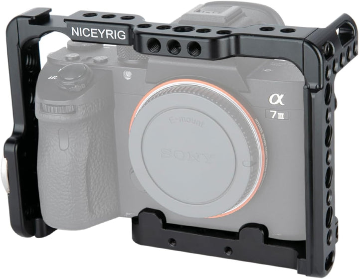 NICEYRIG A7 III/A7R III/A7R II/A7S II/A7 II Kamera Käfig mit HDMI Kabelklemme Style Rosette für Sony
