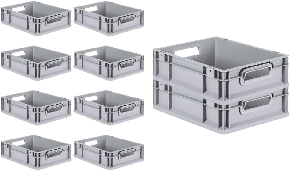 PROREGAL SuperSparSet 10x Eurobox NextGen Grip | HxBxT 12x30x40cm | Griffe offen | Glatter Boden | G