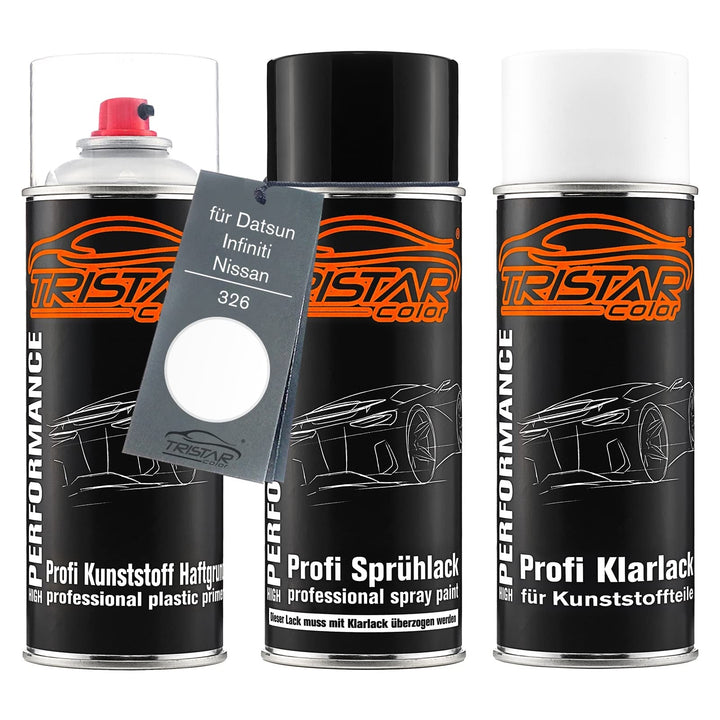 TRISTARcolor Autolack Spraydosen Set für Kunststoff Stossstange für Datsun/Infiniti/Nissan 326 Artic