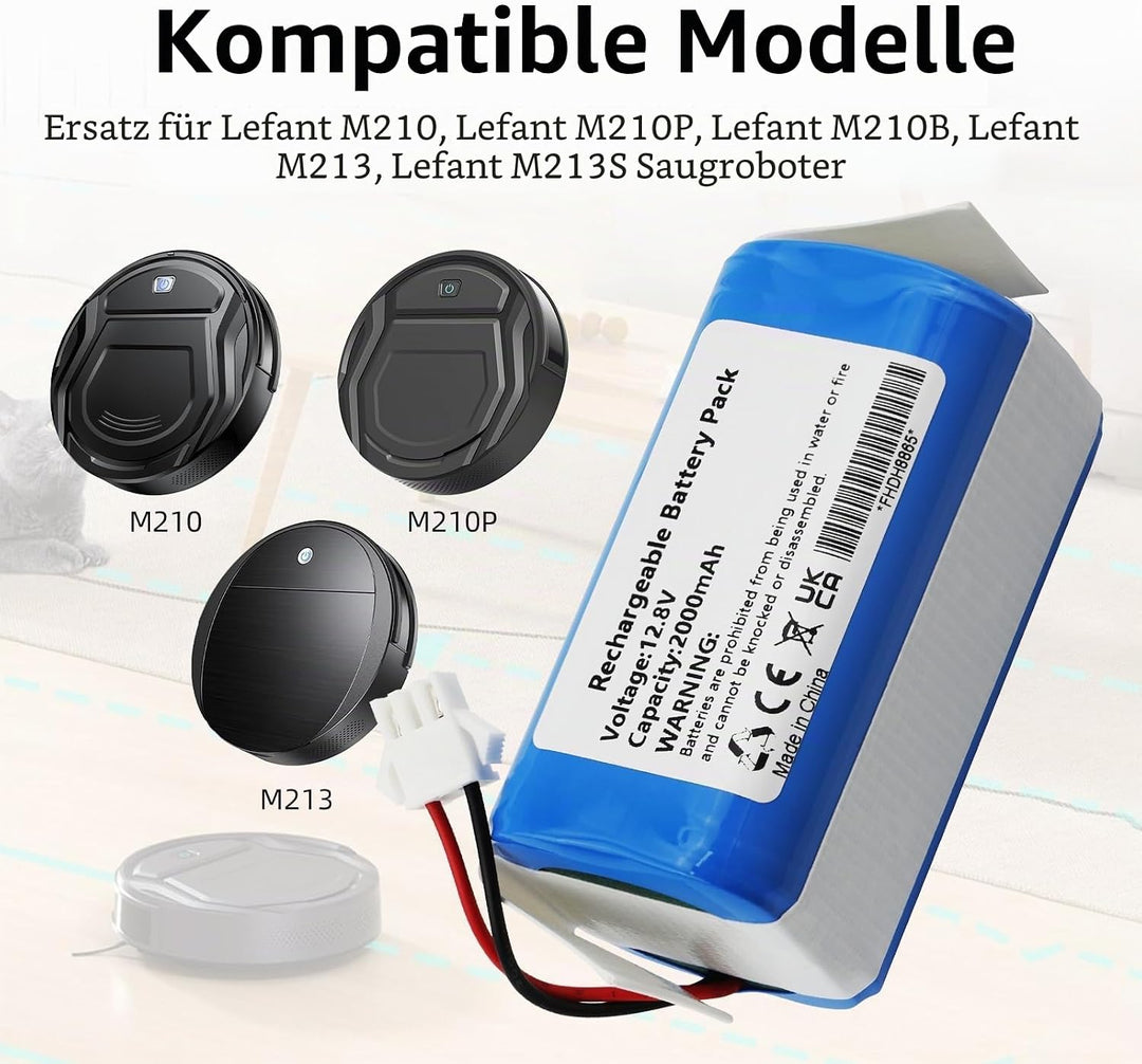 K KYUER 2000mAh Saugroboter Ersatzakku für Lefant M320 M210 M210 Pro M210P M210B M213 M213S M1 Robot