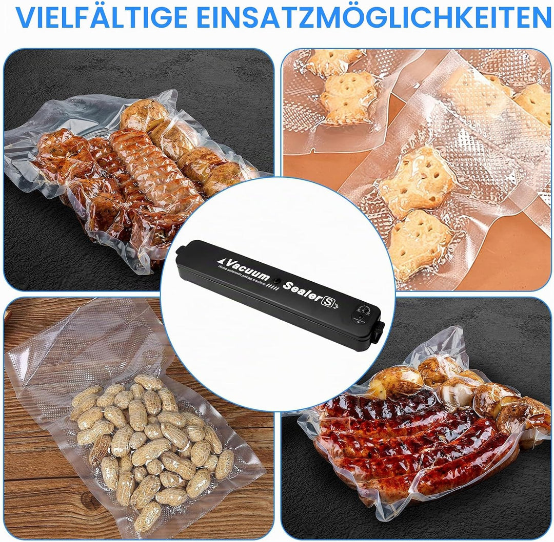 Vakuumierer für Lebensmittel mit 10 Beuteln, Automatischer Lebensmittel-Vakuumiergerät, Kompakte Vak