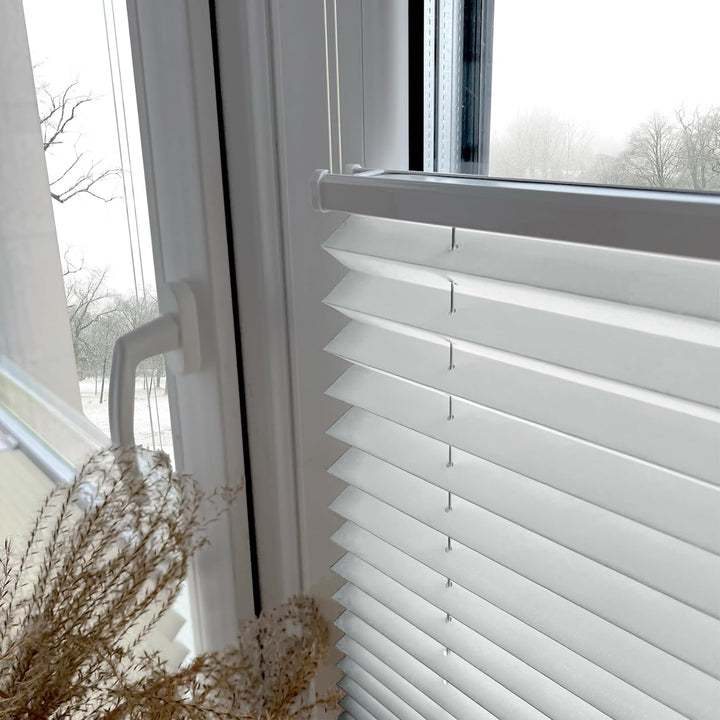 Home-Vision® Premium Plissee Faltrollo ohne Bohren mit Klemmträger / -fix (Weiss, B85cm x H100cm) Bl