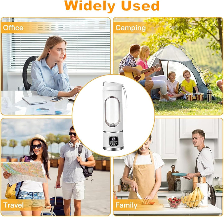 Tragbarer Mini Mixer mit LED Display, 450ml tragbarer Smoothie Maker, 12 Edelstahlklingen, wiederauf