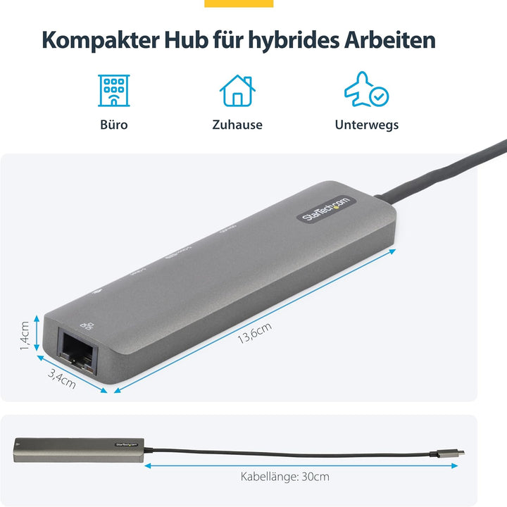 StarTech.com USB-C Multiport Adapter - USB-C auf 4K 60Hz HDMI 2.0, 100W Power Delivery Pass-Through,