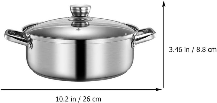 HEMOTON Hot Pot mit Trennwand Edelstahl Shabu Shabu Topf mit Glasdeckel Kochgeschirr Set Hot Pot Sup