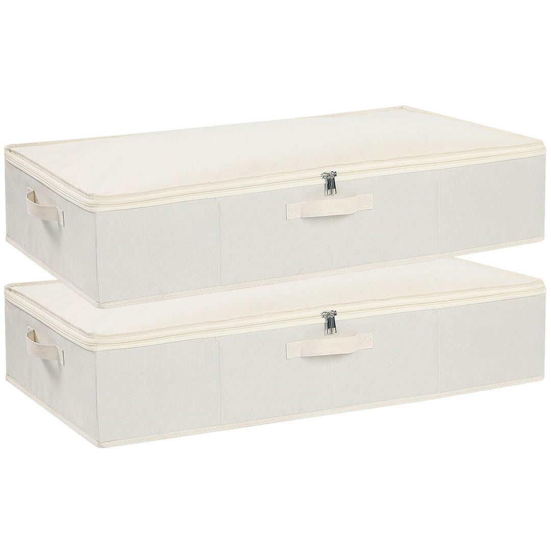 2 Stück Aufbewahrungsboxn mit Deckel, Faltbare Kleiderschrank Organizer mit Verstärktem Griff und Re