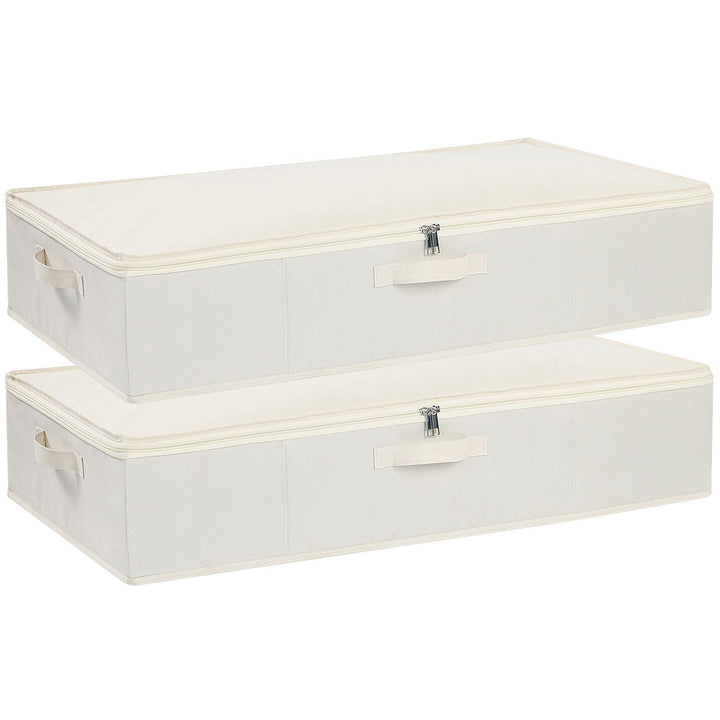 2 Stück Aufbewahrungsboxn mit Deckel, Faltbare Kleiderschrank Organizer mit Verstärktem Griff und Re