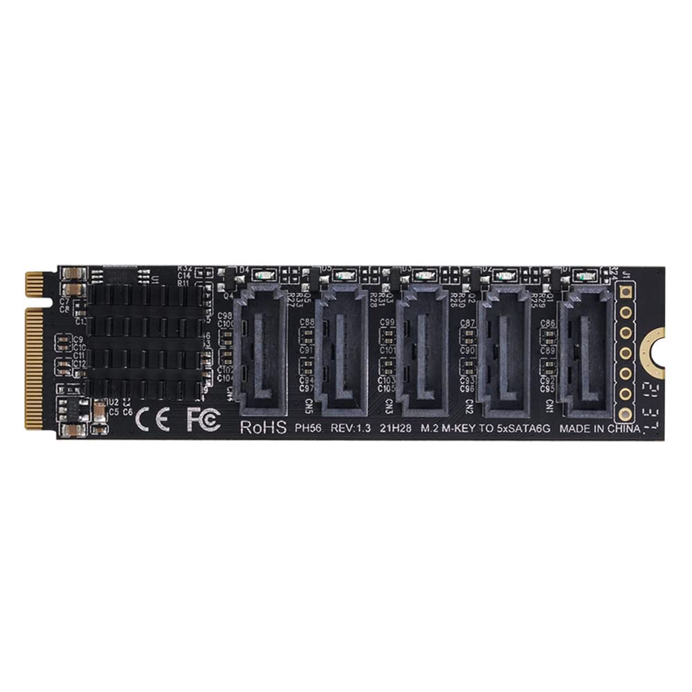 Xiwai NGFF NVME M-Key PCI Express zu SATA 3.0 6Gbps 5 Ports Adapter Converter Festplattenerweiterung