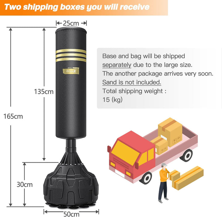 Dripex 165cm Freistehender Boxsack Standboxsäcke, MMA Boxpartner Boxing Trainer Heavy Duty Punchings