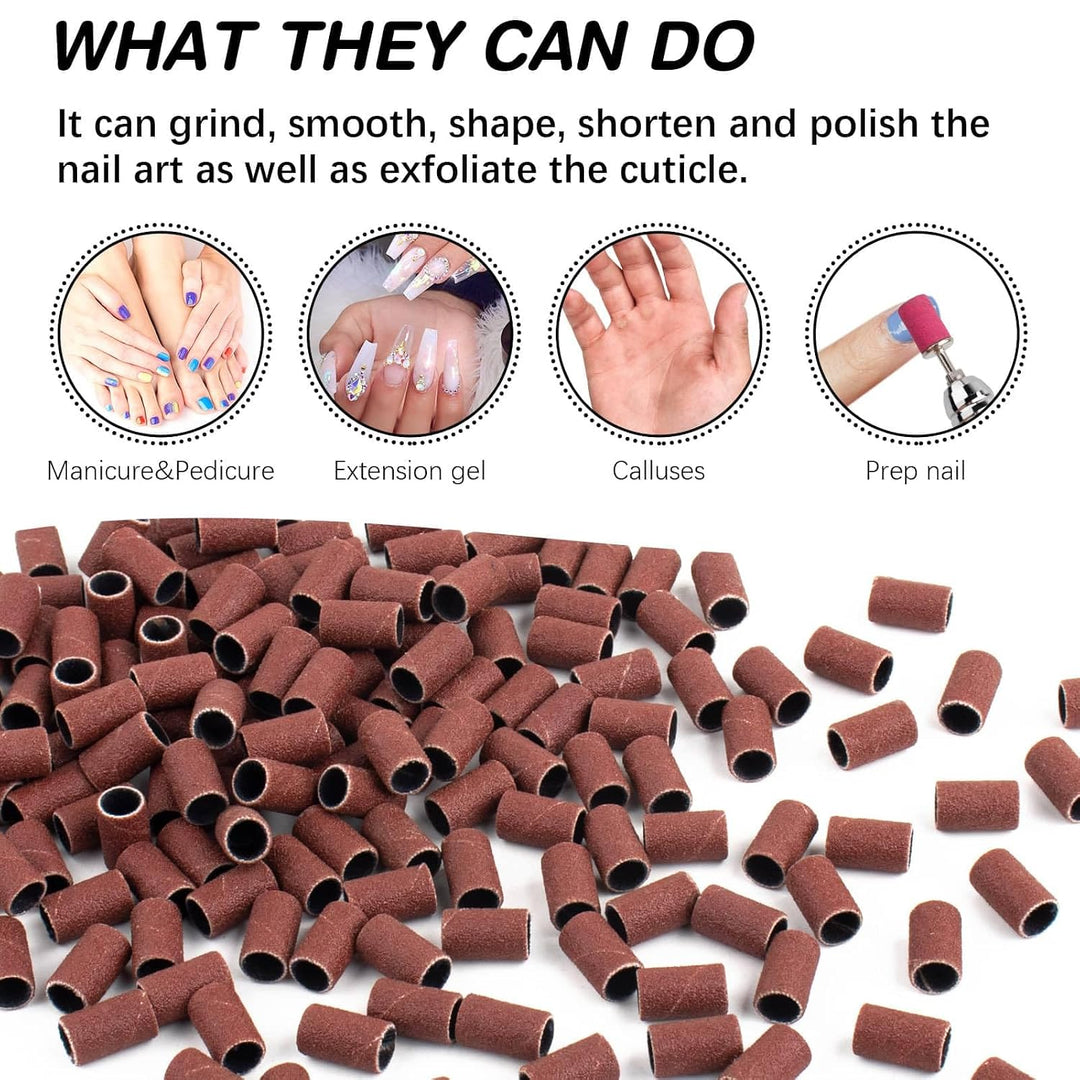 Rolybag Schleifbänder für Nagelbohrer, Körnung 180, Nagelschleifbänder, 200 Stück, braun, profession