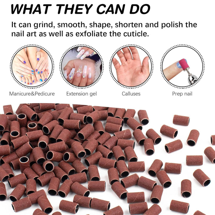 Rolybag Schleifbänder für Nagelbohrer, Körnung 180, Nagelschleifbänder, 200 Stück, braun, profession