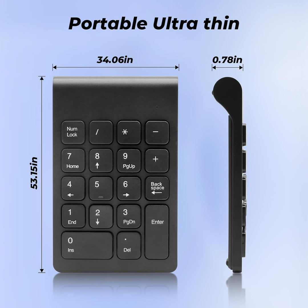Wireless Slim Numeric Keypad 2.4G 18-Tasten Ultra-Portable Numpad für Laptop, PC, Notebook, schnelle