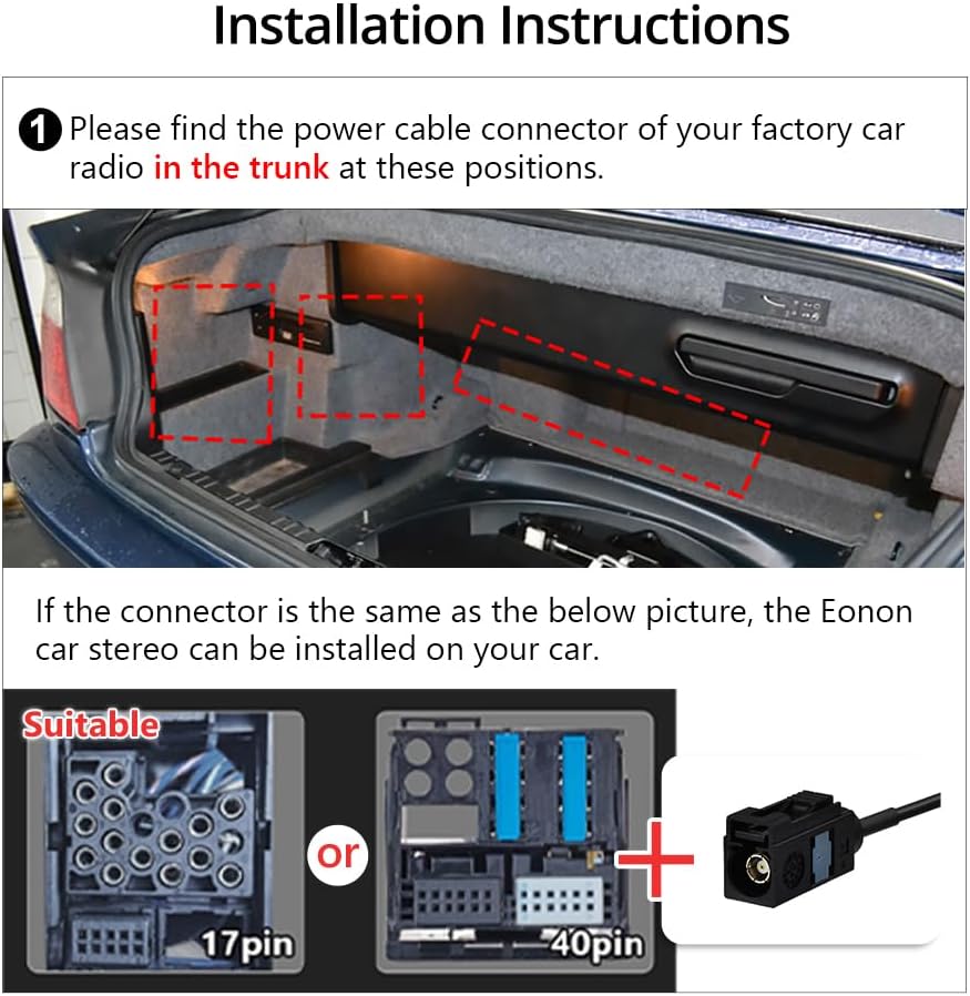Eonon 5,5 m Verlängerungskabel Autoradio (Q50PRO, Q50SE, E46A12S, E46A12, Q49PRO, Q49SE, E39A12S, E3