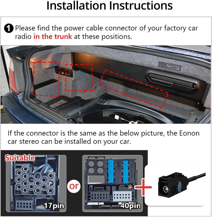 Eonon 5,5 m Verlängerungskabel Autoradio (Q50PRO, Q50SE, E46A12S, E46A12, Q49PRO, Q49SE, E39A12S, E3