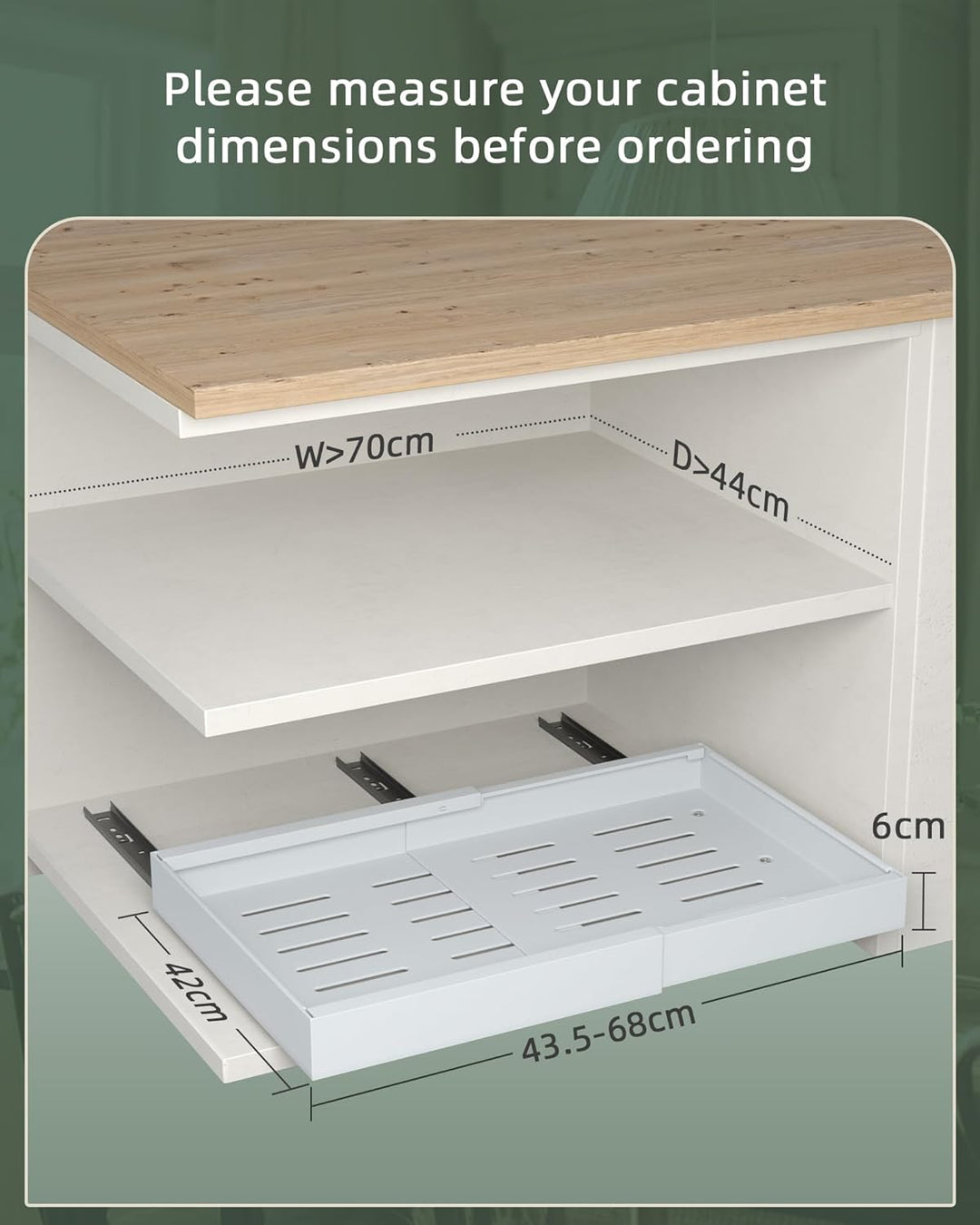 NETEL 2er-Pack Teleskopschublade Ausziehbarer Schubladen Organizer Einstellbare Breite 43.5-68cm für