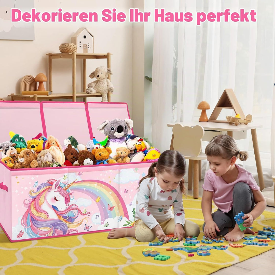 Extra Gross Aufbewahrungsbox mit Deckel Kinder, Zusammenklappbare Oxford-Spielzeugkiste mit Griff fü