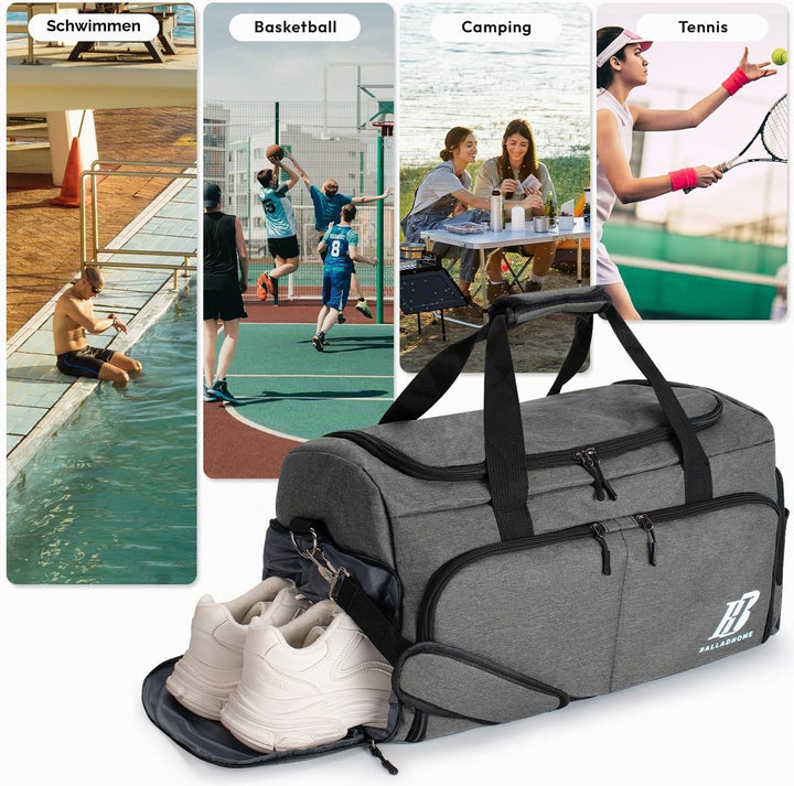 Sporttasche Reisetasche für Damen und Herren Trainingstasche Gym Bag mit Schuhfach und Nassfach Duff