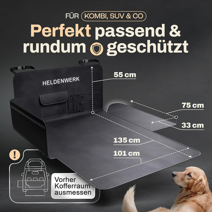 HELDENWERK Kofferraumschutz Hund mit Seiten- und Ladekantenschutz I Hundedecke Auto Kofferraum Wasse
