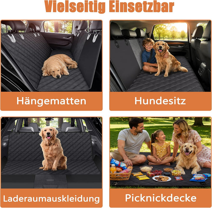 Hundedecke Auto Rückbank, Rücksitzschoner Hund, Wasserabweisende Autodecke für Hunde mit Seitenschut